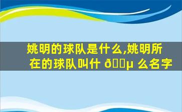 姚明的球队是什么,姚明所在的球队叫什 🌵 么名字